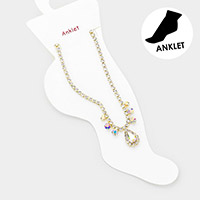 Teardrop Stone Accented Evening Anklet