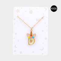 -D- Unicorn Initial Monogram Pendant Kids Necklace