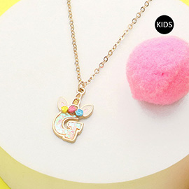 -G- Unicorn Initial Initial Monogram Pendant Kids Necklace