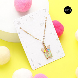 -N- Unicorn Initial Initial Monogram Pendant Kids Necklace
