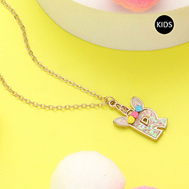 -R- Unicorn Initial Initial Monogram Pendant Kids Necklace