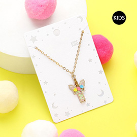 -T- Unicorn Initial Initial Monogram Pendant Kids Necklace