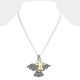 Blessed Antique Metal Angel Pendant Necklace