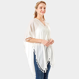 Tassel Trimmed Solid Cover Up