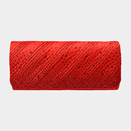 Diagonal Line Detailed Bling Evening Clutch / Crossbody Bag
