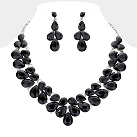 Teardrop Stone Cluster Evening Necklace