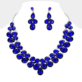 Teardrop Stone Cluster Evening Necklace