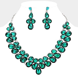 Teardrop Stone Cluster Evening Necklace