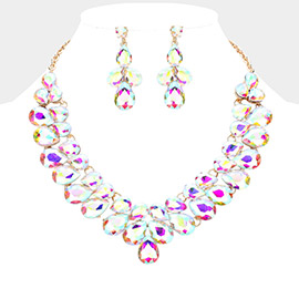 Teardrop Stone Cluster Evening Necklace