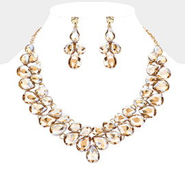 Teardrop Stone Cluster Evening Necklace