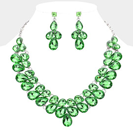 Teardrop Stone Cluster Evening Necklace