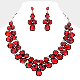 Teardrop Stone Cluster Evening Necklace