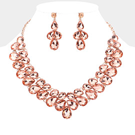 Teardrop Stone Cluster Evening Necklace