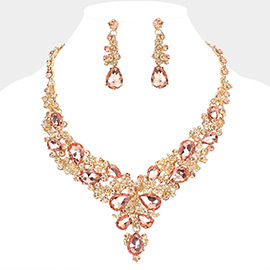 Round Teardrop Stone Accented Evening Necklace