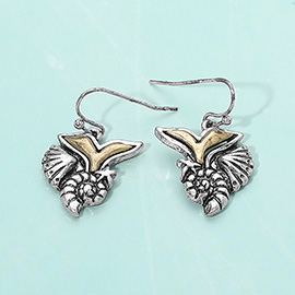 Metal Whale Tail Starfish Conch Shell Dangle Earrings