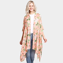 Floral Printed Cover Up Kimono Poncho