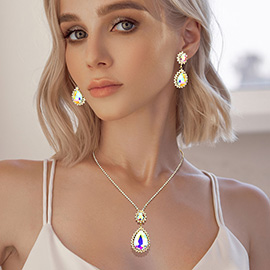 Teardrop Accented Rhinestone Necklace