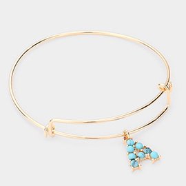 -A- Turquoise Embellished Initial Monogram Charm Bracelet