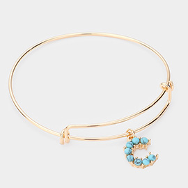-C- Turquoise Embellished Initial Monogram Charm Bracelet