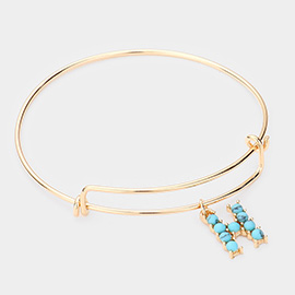 -H- Turquoise Embellished Initial Monogram Charm Bracelet