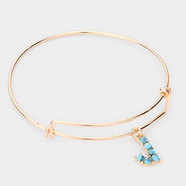 -J- Turquoise Embellished Initial Monogram Charm Bracelet