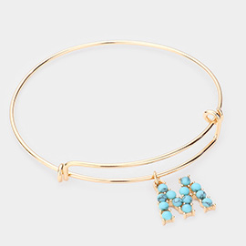 -M- Turquoise Embellished Initial Monogram Charm Bracelet