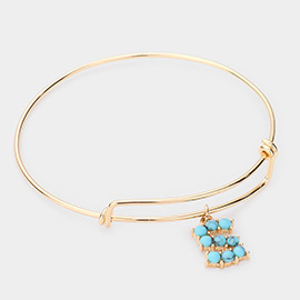 -S- Turquoise Embellished Initial Monogram Charm Bracelet