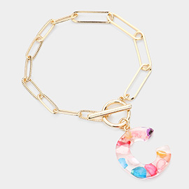 -C- Colorful Initial Monogram Charm Bracelet