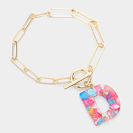 -D- Colorful Initial Monogram Charm Bracelet