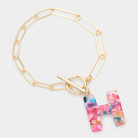 -H- Colorful Initial Monogram Charm Bracelet