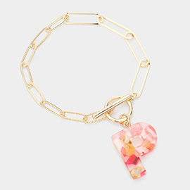 -P- Colorful Initial Monogram Charm Bracelet