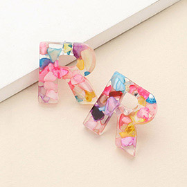 -R- Colorful Initial Monogram Earrings