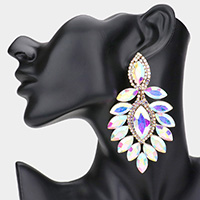 Marquise Stone Cluster Dangle Evening Earrings
