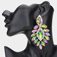 Marquise Stone Cluster Dangle Evening Earrings