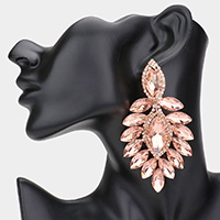 Marquise Stone Cluster Dangle Evening Earrings
