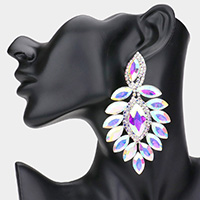 Marquise Stone Cluster Dangle Evening Earrings