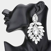 Marquise Stone Cluster Dangle Evening Earrings
