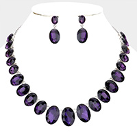 Oval Stone Link Evening Necklace