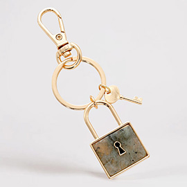 Semi Precious Lock Keychain / Bag Charm