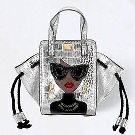 Girl Accented Alligator Patterned Tote / Crossbody Bag