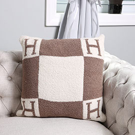 H Initial Monogram Patterned Cushion Cover / Pillow Case
