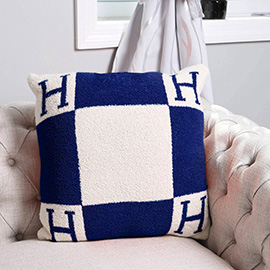 H Initial Monogram Patterned Cushion Cover / Pillow Case