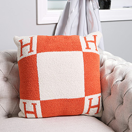 H Initial Monogram Patterned Cushion Cover / Pillow Case