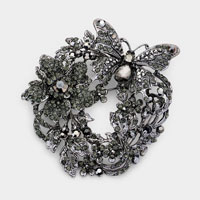 Rhinestone Butterfly Flower Leaf Pin Brooch  / Pendant