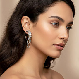 Draped Metal Chain Hoop Earrings