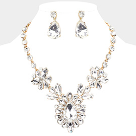 Teardrop Stone Cluster Evening Necklace