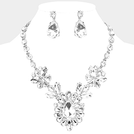 Teardrop Stone Cluster Evening Necklace