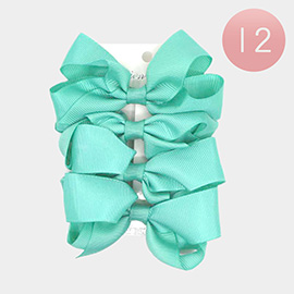 12 Set of 4 - Solid Bow Snap Hair Clips