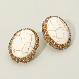 Natural Stone Oval Earrings