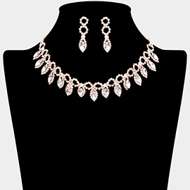 Marquise Stone Cluster Rhinestone Evening Necklace